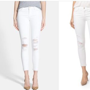 J Brand White Low Rise Crop Skinny Jeans